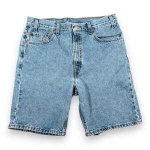 Vintage Levis Jean Shorts Mens 34 Blue Light Wash Denim 505 Regular Fit Y2K
